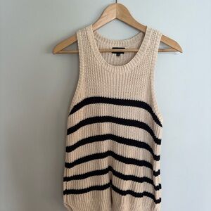 Striped Knit Sleeveless Sweater Tank - Cream & Black